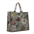 Shopper Flower Linen Grey from Inside Living Singapore. Detail view.