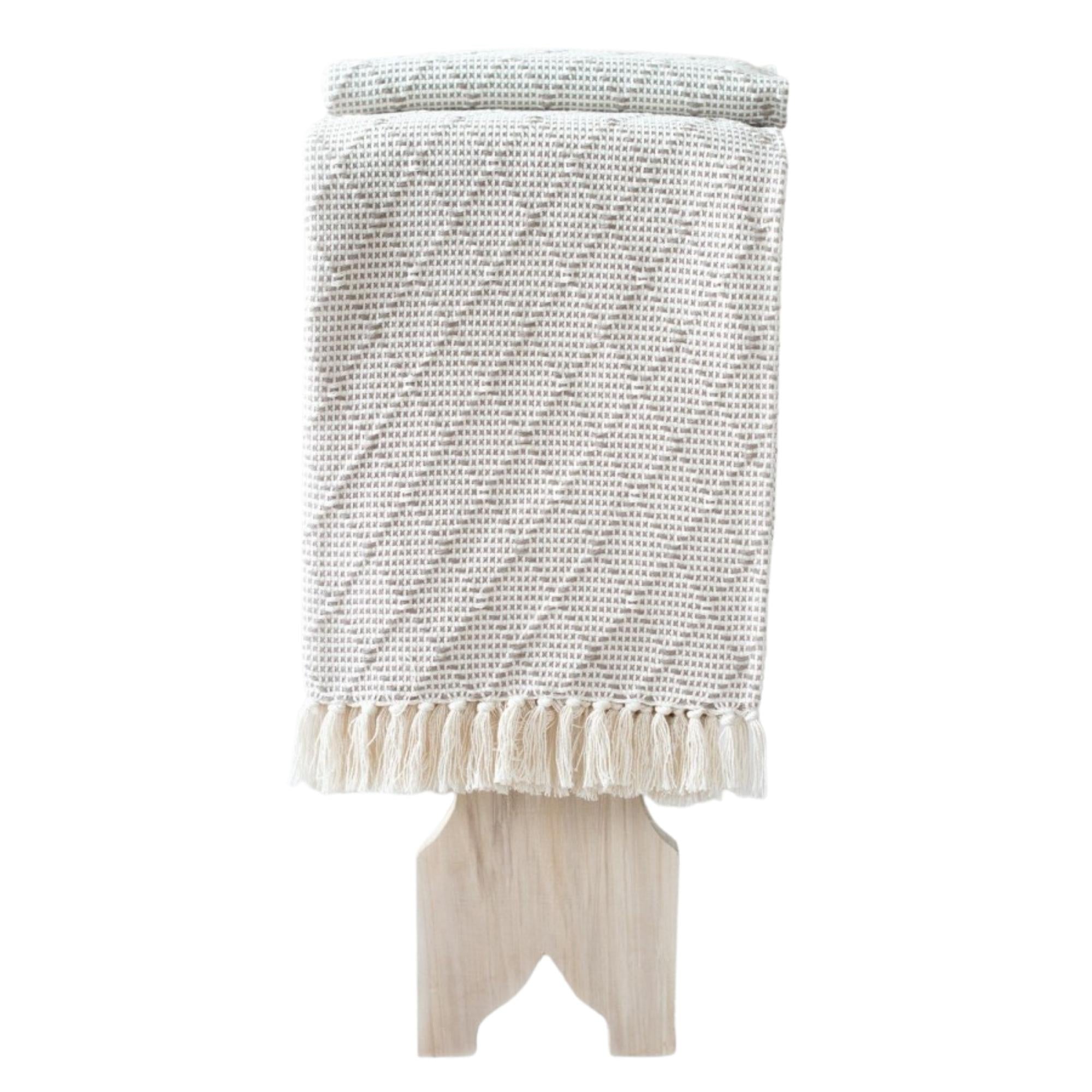 Cotton Throw Portuguese Mosaic, side view, from the Inside Living Singapore homeware collection.