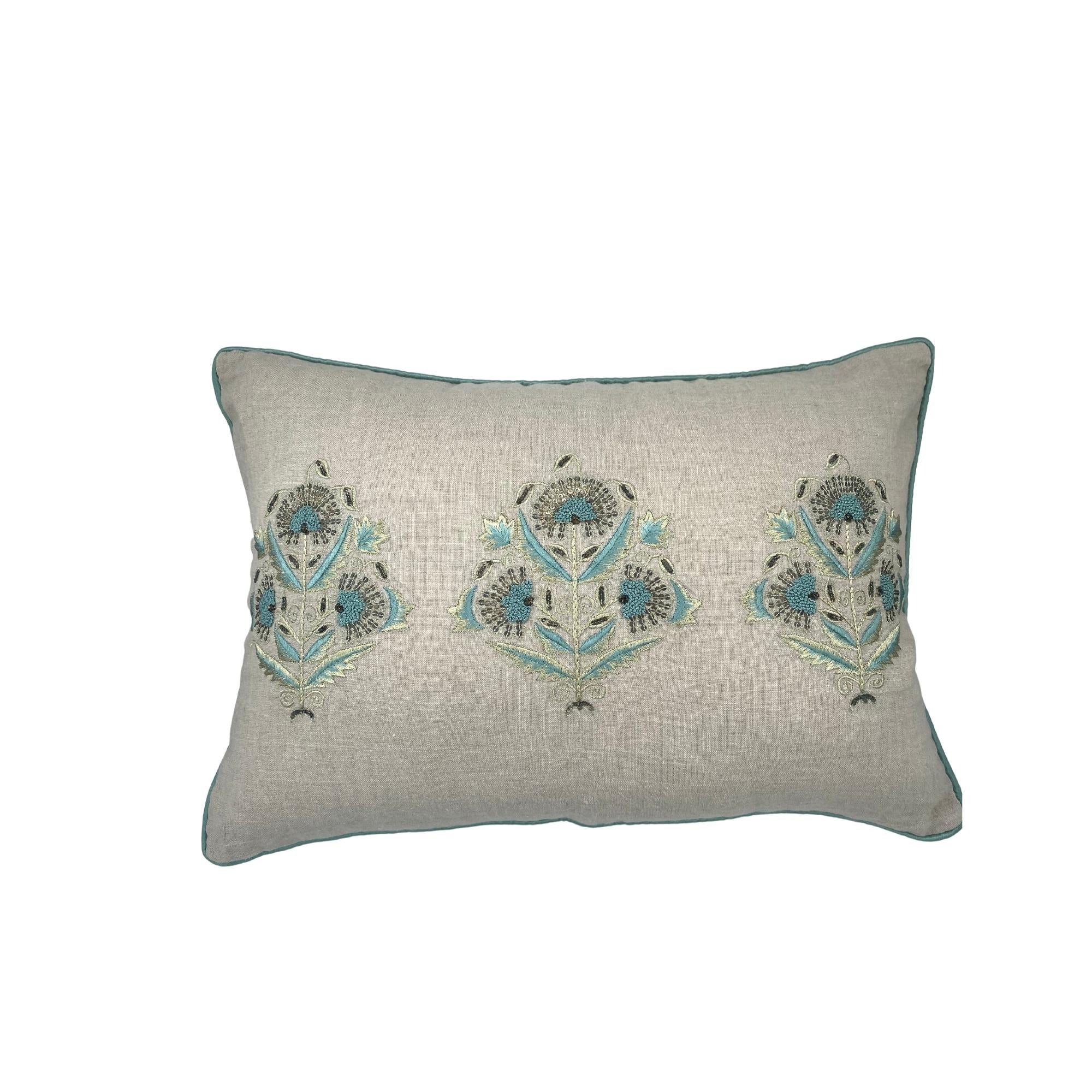 Suzani Linen Cushion Sitara 40x50cm, styled in a room setting, from the Inside Living Singapore homeware collection.