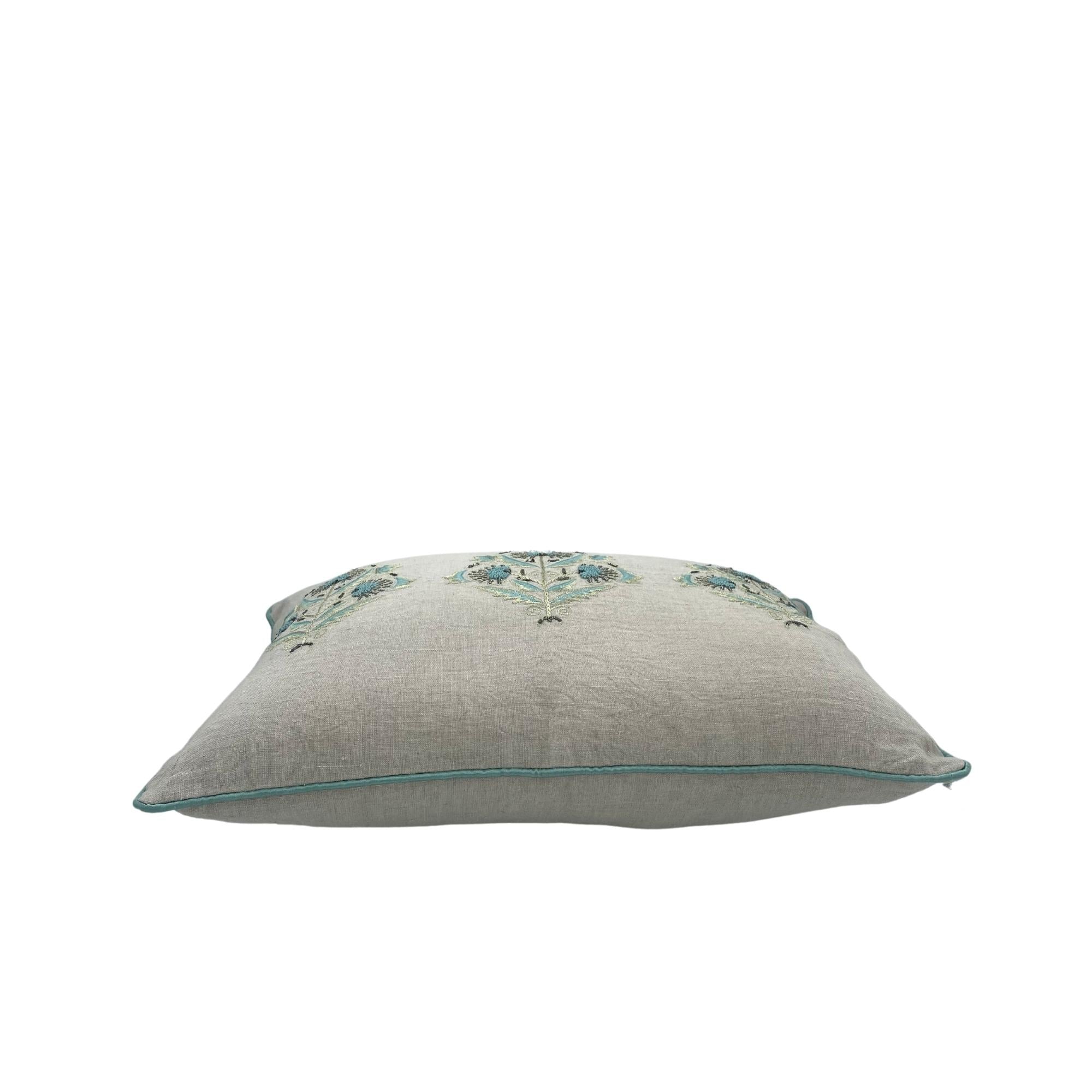 Suzani Linen Cushion Sitara 40x50cm, side view, from the Inside Living Singapore homeware collection.