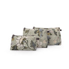 Soft green floral linen cosmetic bag with zip and waterproof nylon lining, in three sizes