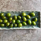 Rectangular ceramic serving dish in antique glaze, 33.5 x 13.5 cm, made in Portugal for canapes or dips