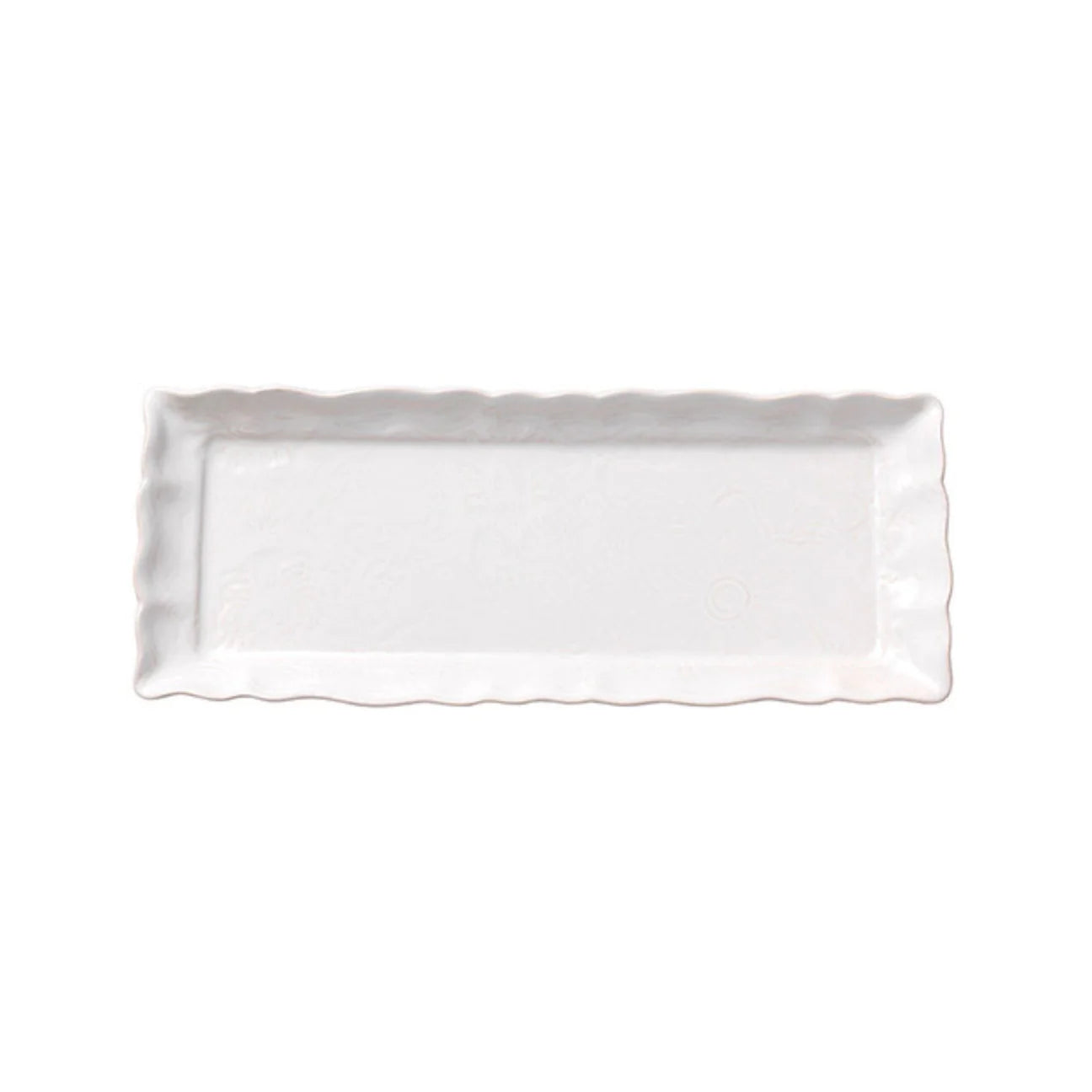 White ceramic tray dish, handcrafted serving and decorative piece, from Inside Living Singapore Front view.