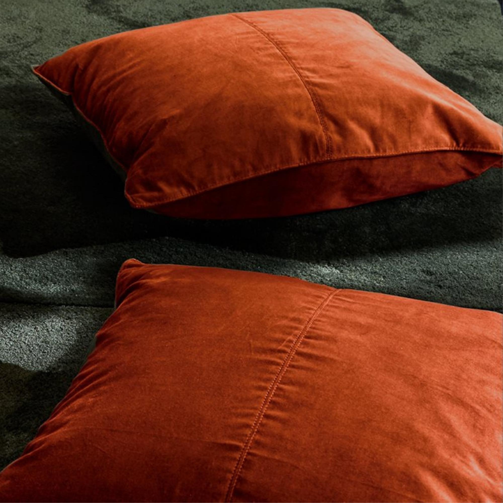 Velvet Base Cushion Cognac, Cushions from Inside Living Singapore. Alternative angle.