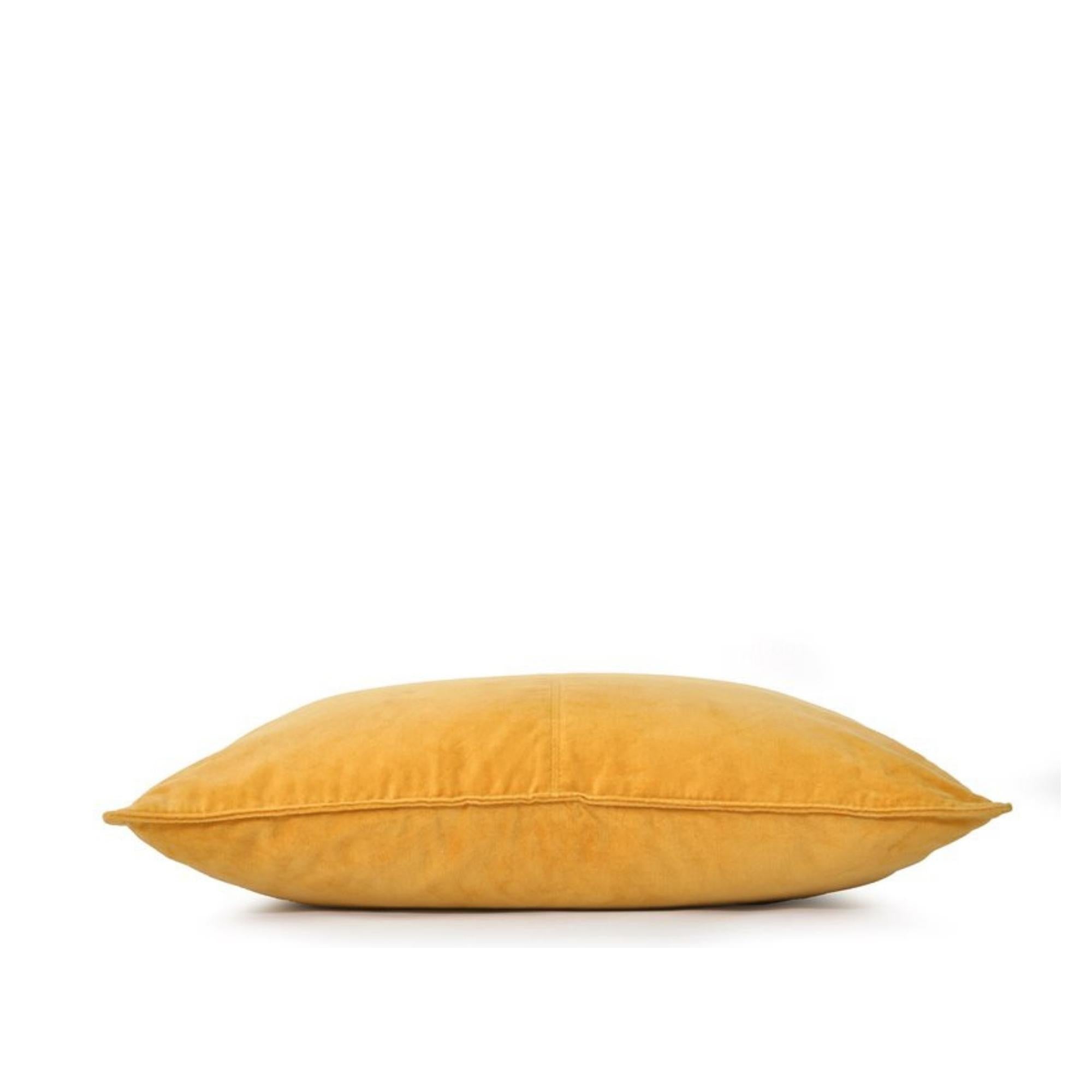 Velvet Base Yellow Cushion, Chair & Sofa Cushions from Inside Living Singapore. Detail close-up view.