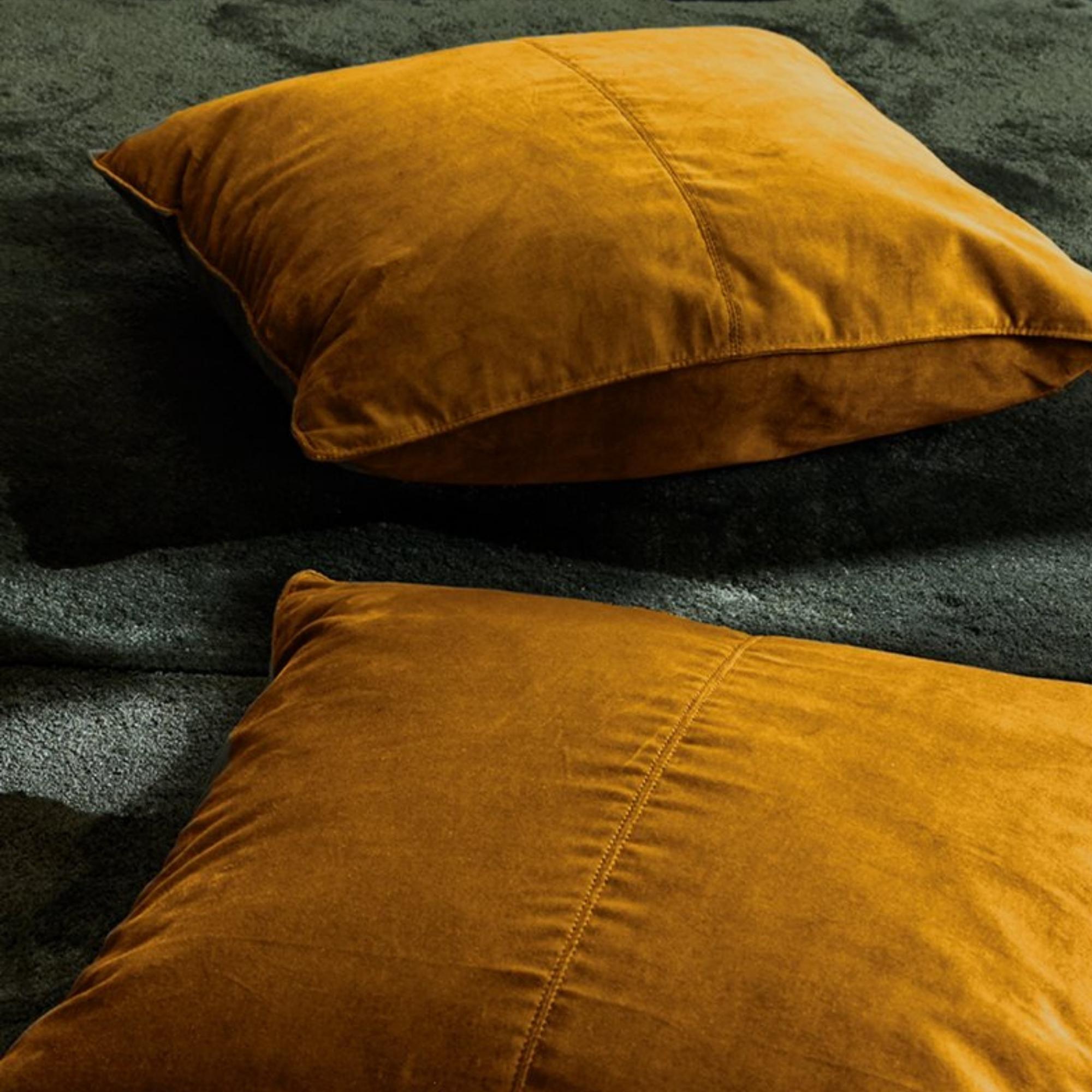 Cotton velvet cushion cover in yellow with concealed back zip, 50 x 50 cm, inner sold separately
