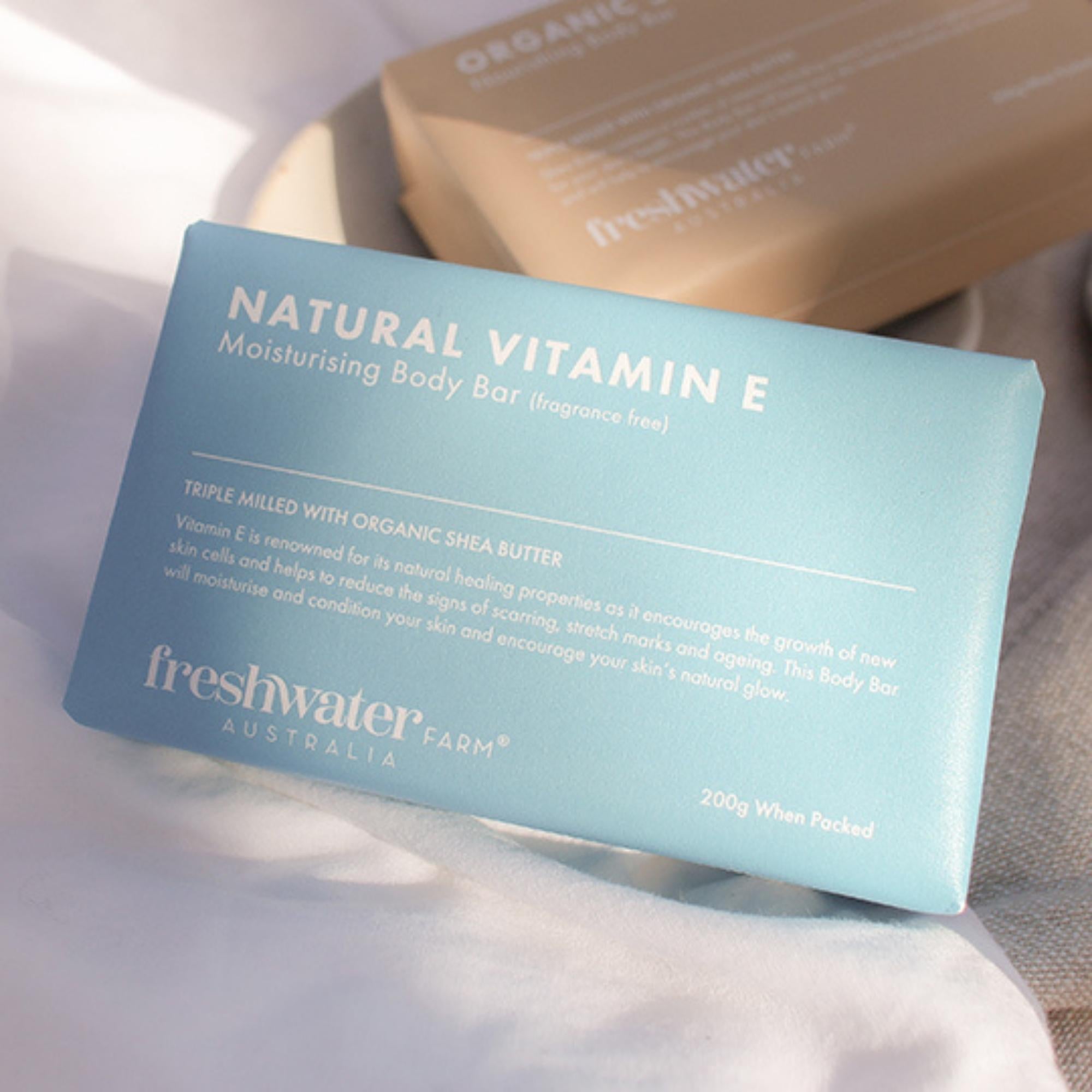 Natural vitamin E body bar, 200g French triple-milled soap with olive oil and shea butter