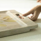 Wisteria yellow tray detail, decorative floral serving tray adding a cheerful accent to any room or tabletop.